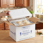 Brett's Biltong 14-pie mix box packed in an insulated cooler with dry ice
