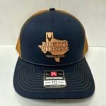 Brett's Biltong Dallas navy and tan trucker cap with leather patch